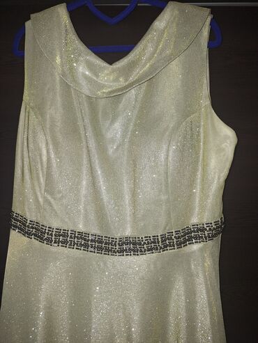 zlatna haljina sa sljokicama: 6XL (EU 52), bоја - Zlatna, Večernji, maturski, Kratkih rukava