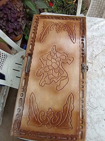 Nərdlər: Taxta nərd taxtası – əl işi oyma naxışlı - Material: möhkəm Fıstığ — 3
