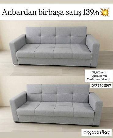 komur satis: Boz rəngli, müasir dizaynlı açılan-bazalı divan. Xüsusiyyətlər: - — 1