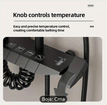 Ostale sanitarije: Tuš sistem 4-u-1 – boja: crna - Gornja “kišna” tuš ruža 11" za širok — 10