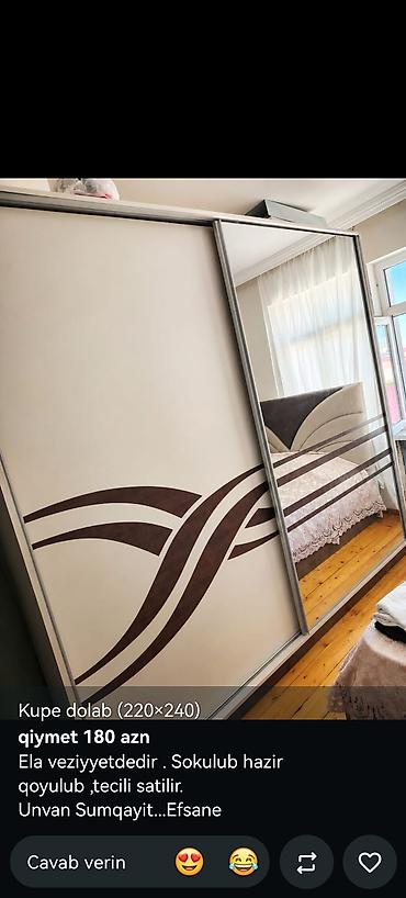 www.saloglu.com qiymetleri: Mebel dəsti – müxtəlif modellər - üçqapılı şkaf: parlaq təbii ağac — 6