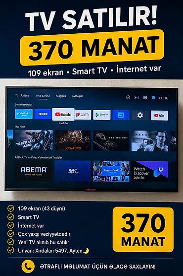 azercell tarifler internet: TV – 109 ekran (43 düym), Smart TV, internet bağlantısı ilə. Android — 1