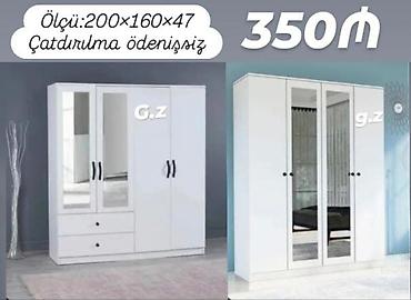 Ağ rəngli 4 qapılı paltar şkafı - Ölçü: 200×160×47 sm (şəkildə