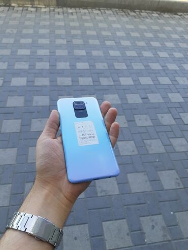 Xiaomi: Xiaomi Redmi Note 9, 128 ГБ, цвет - Голубой, 
 Кнопочный, Отпечаток пальца