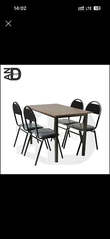 Столы и стулья: Kafe və yeməkxanalar üçün masa-stul dəsti - Dördkünc yemək masası — 1