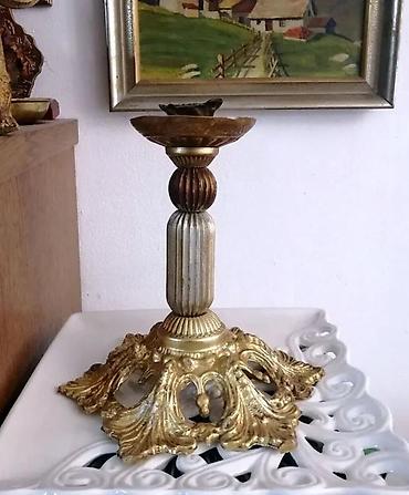 Sveće i svećnjaci: Antique French Gothic style rustični svećnjak 21 x 21 cm!. Antik — 1
