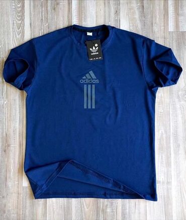 chanel 5: Short sleeves T-shirt, 2XL (EU 56), M (EU 50), Adidas, color - Blue, Cotton