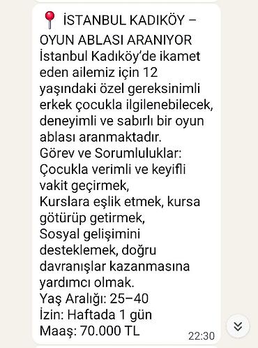 komekcisi: Türkiyədə is yerleri 0507680071 1) İstanbul, Kadıköy – Oyun ablası - — 1