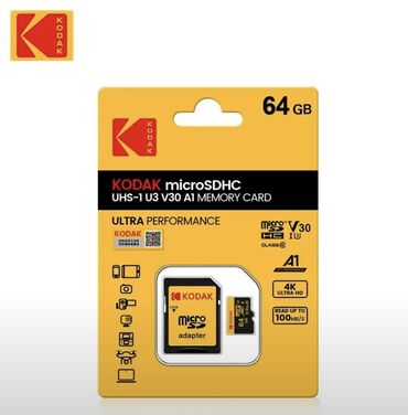 купить оперативную память для ноутбука: Карта памяти MicroSD 64 Гб KODAK UHS-1 U3 V30 A1, класс 10. Новая в