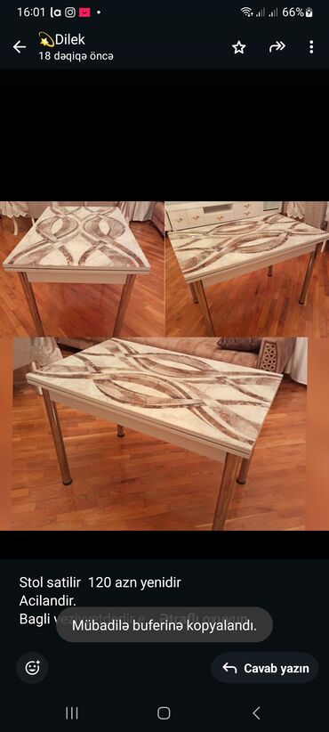 set baqli: Stol satilir 120 azn yenidir Acilandir. Bagli veziyyetdedir eni 70