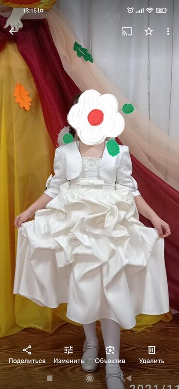 белое платье на девочку: Детское платье, цвет - Белый, Б/у