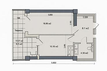 Продажа квартир: 1 комната, 48 м², Асанбай мкр Элитка, 2 этаж, ПСО (под самоотделку) — 2