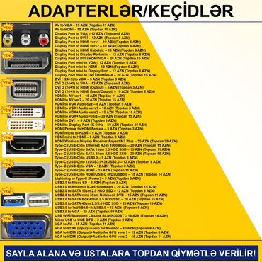 Digər kompüter aksesuarları: Adapterlər/Keçidlər SAYLA ALANA VƏ USTALARA TOPDAN QİYMƏTLƏ VERİLİR! — 2