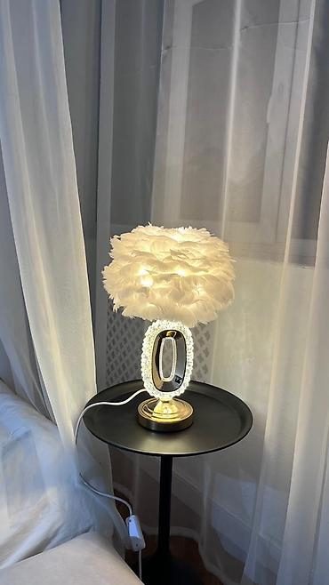 smart light: Настольная лампа с абажуром из льна чёрный 1500 сом с пером простой — 6