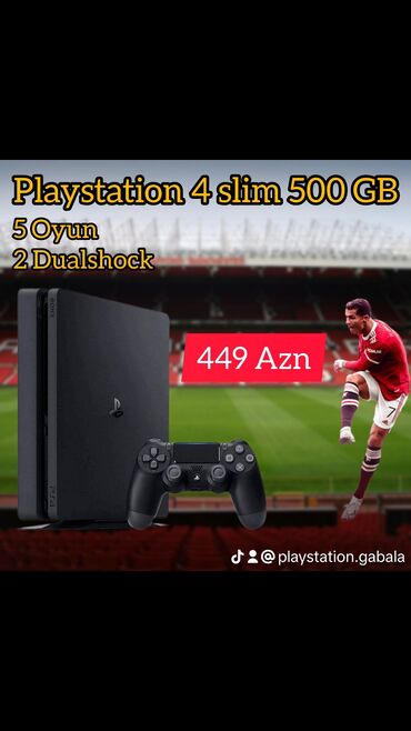 Playstation 4 Slim 500 gb. Daxilində 5 oyun,2 Dualshock