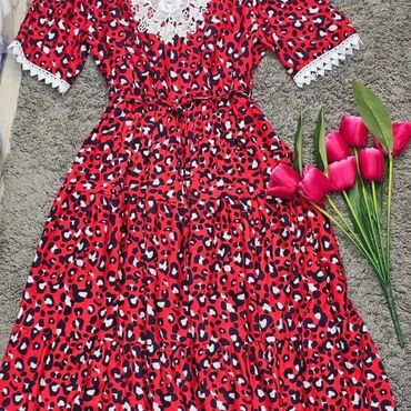 кыргызский платье: Повседневное платье, Лето, XL (EU 42), 4XL (EU 48)