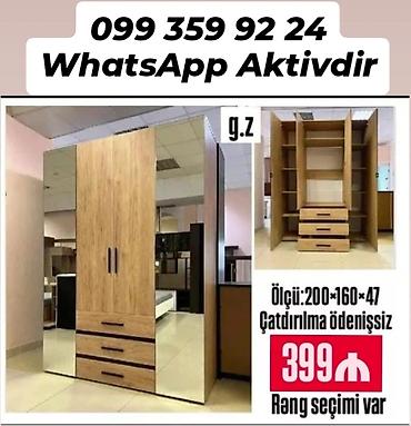 salon dolab: Güzgülü qarderob şkaf - Ölçü: 200 × 160 × 47 sm - Material: ağac — 1