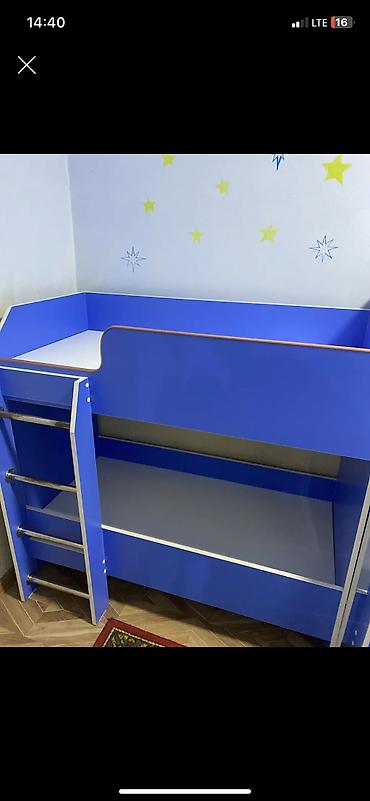 Двухъярусная детская кровать, Новый, ЛДСП, цвет - Синий at lalafo.kg Двухъярусная детская кровать, Новый, ЛДСП, цвет - Синий