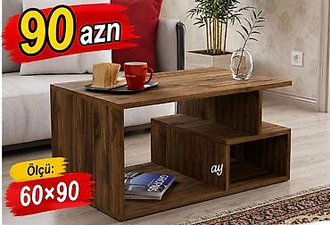 kontakt home masa: Masaüstü çay/Qəlyanaltı masası – 60×90 - Material: ağac fakturalı — 1