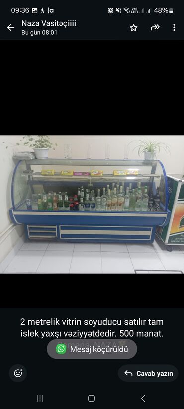 2 metrelik vitrin soyuducu satılır tam islek yaxşı vəziyyətdedir. 500