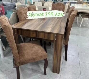 Мебель для дома: Для гостиной, Новый, Нераскладной, Прямоугольный стол, 6 стульев, Азербайджан