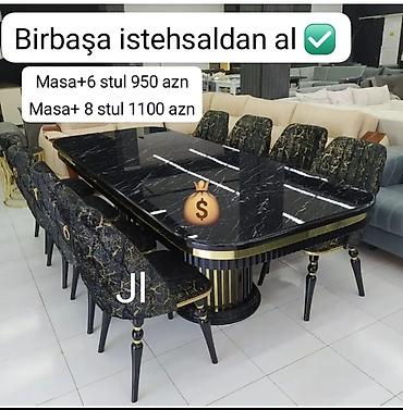 salon stullari: Qonaq otağı üçün, Yeni, Açılmayan, Dördbucaq masa, 6 stul — 1