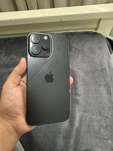 Уюлдук телефондор жана аксессуарлар: IPhone 14 Pro Max, Колдонулган, 128 ГБ, Кара, Заряддоочу түзүлүш, Каптама, Кабель, 65 % — 2