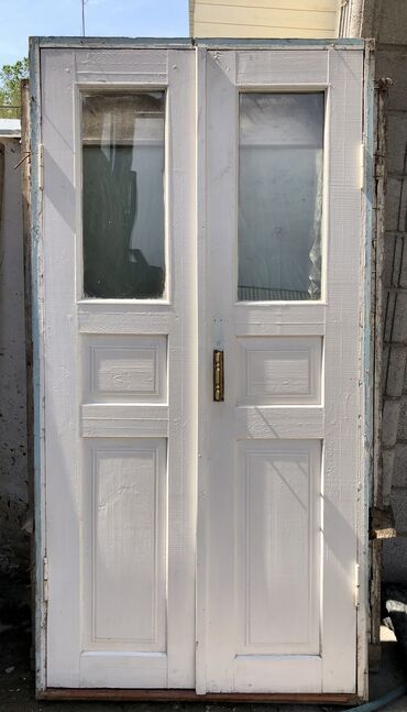 по ленинское: Стеклянная дверь, Дуб, Распашная, Б/у, 215 *110, Самовывоз