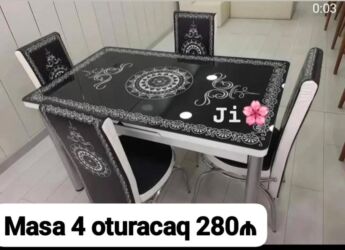 двуспальные кровати в баку: Для кухни, Новый, Нераскладной, Прямоугольный стол, 4 стула