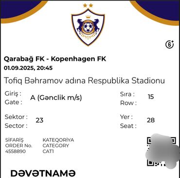 qizil gul satisi: Tədbir: Qarabağ FK – Kopenhagen FK Tarix və saat: 01.09.2025, 20:45