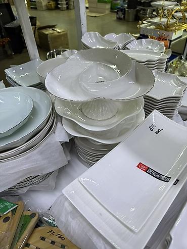 dish sets: Набор столовой посуды из белого фарфора/керамики - Разнообразие форм — 4