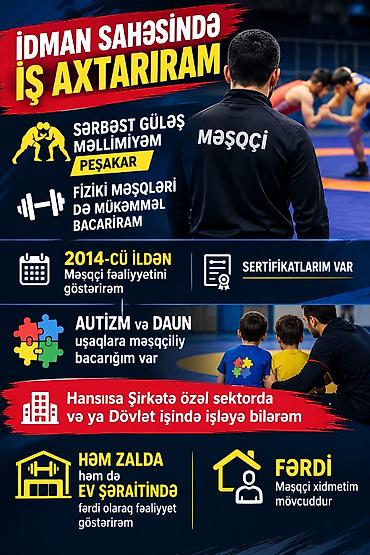 Xidmət: Güləş və Fərdi Fiziki Hazırlıq Məşqçiliyi - Sərbəst güləş