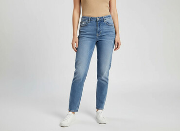 woskowane spodnie orsay: DENIM JEANS, Jeansy damskie, rozmiar XL