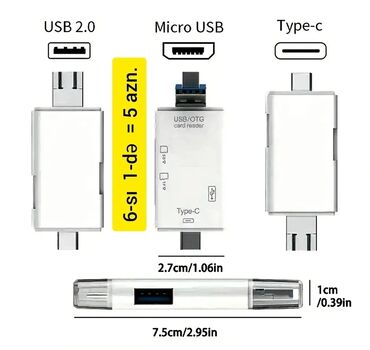 Digər ehtiyat hissələri: Çoxfunksiyalı KART OXUYUCU ADAPTERİ. SD, TF, CF kartları, eləcə də — 4