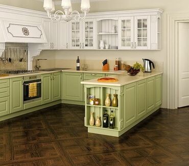 Sifarişlə mətbəx mebeli: Sifarişlə mətbəx dəsti, Özü çəkən petlələr, Parlaq laminat, Kredit yoxdur, Ödənişli çatdırılma — 44