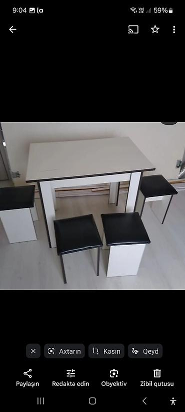 bağ stulu: Mətbəx üçün, Yeni, Açılmayan, Kvadrat masa, 4 stul — 2
