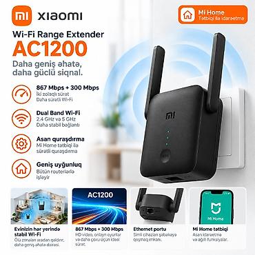 xiaomi modem: Xiaomi Wi‑Fi Range Extender AC1200 - İki zolaqlı sürət: 867 Mbps (5 — 1