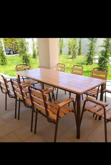 Bağ, çöl masa və oturacaq dəstləri: Bag heyet stol stlu cixdi satiwa toz boya ile kiraskalanir 4 neferik — 7