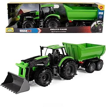 avion igracka za decu: LENA Deutz-Fahr 9340 TTV traktor sa prednjim utovarivačem i prikolicom — 1