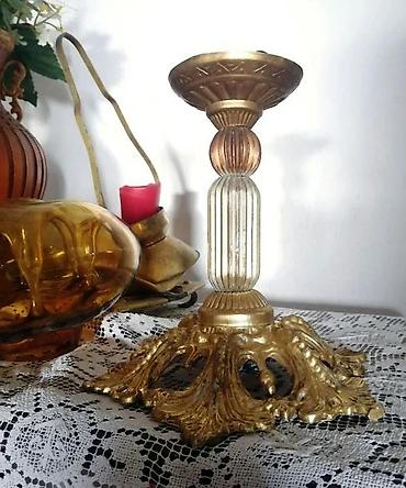 Sveće i svećnjaci: Antique French Gothic style rustični svećnjak 21 x 21 cm!. Antik — 2