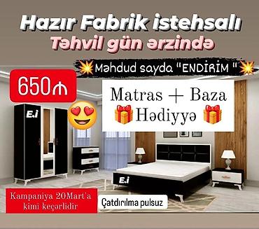 metbex mebelleri sekilleri ve qiymetleri: İkinəfərlik çarpayı, Dolab, Termo, 2 tumba, Yeni — 1