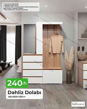 dolab skaf: Dəhliz dolabı – 40×200×100 sm - Material: 18 mm laminat - Rəng — 1