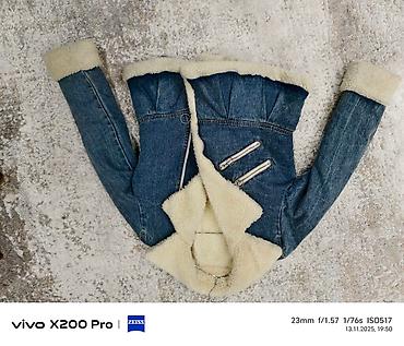 cins: Qadınlar üçün denim şerpa daxmalı qısa kurtka . - Material: mavi denim — 1