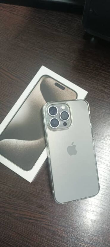 айфон кыргызстан: IPhone 15 Pro Max, Колдонулган, 256 ГБ, Күмүш, Каптама, Коргоочу айнек, Кабель, 100 %