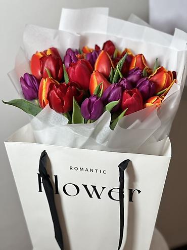 Букеты из живых цветов: Букет тюльпанов “Микс” - Состав: тюльпаны премиум-класса в яркой — 2