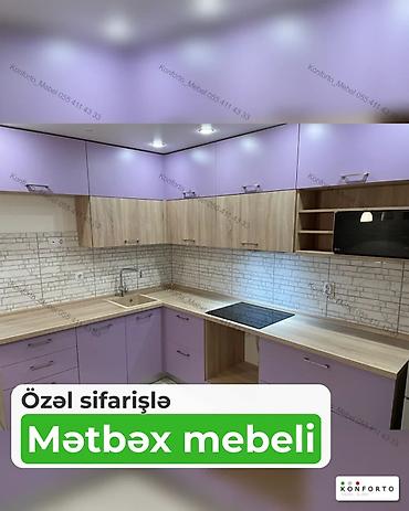 benovse: Özəl sifarişlə hazırlanmış L formalı mətbəx mebeli. Dizaynda açıq — 1