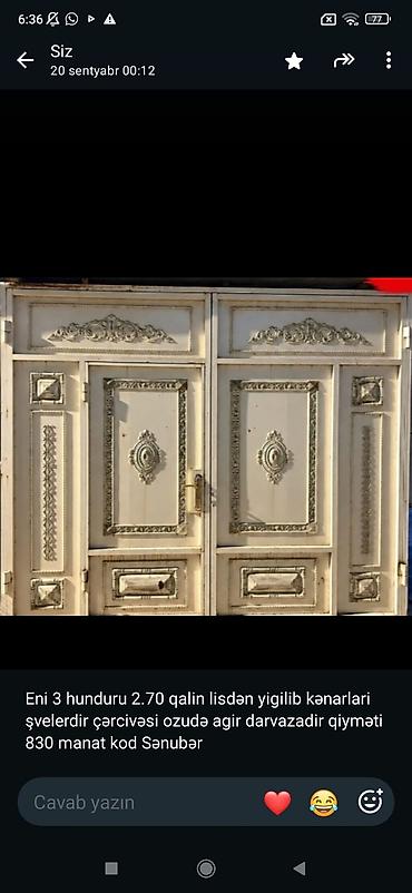Ağ rəngli dekorativ metal darvaza - Ölçü: eni 3 m, hündürlüyü 2.70 m lalafo.az -da Ağ rəngli dekorativ metal darvaza - Ölçü: eni 3 m, hündürlüyü 2.70 m