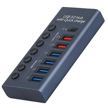 усб: USB 3.0 HUB док-станция расширения 7 портов с переключателем зарядка — 4