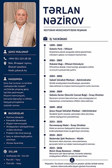 bakida ne is qurmaq olar: Administrator, 44 yaş, 5 ildən artıq təcrübə, Restoran — 1