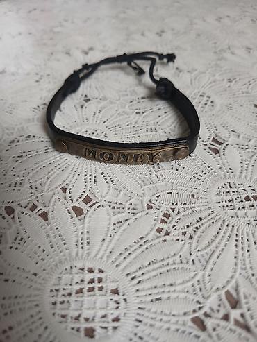 bag bicagi: Kişi üçün qolbaq - Material: qara dəri qayış və antik tonda metal — 2